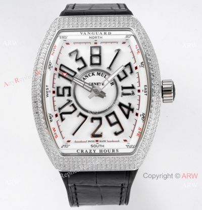 ABF Franck Muller Vanguard V45 Iced Out Diamond Watch with Crazy Hour